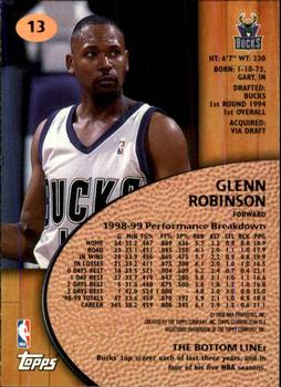 1999-00 Stadium Club #13 Glenn Robinson Back