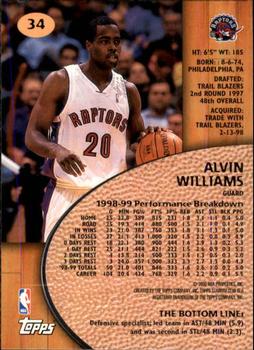 1999-00 Stadium Club #34 Alvin Williams Back