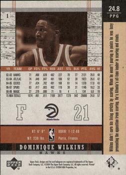 2003-04 Upper Deck Legends - Throwback #1 Dominique Wilkins Back