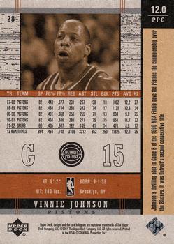 2003-04 Upper Deck Legends - Throwback #28 Vinnie Johnson Back