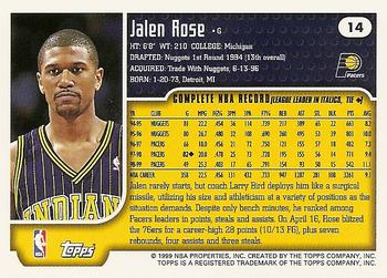 1999-00 Topps #14 Jalen Rose Back