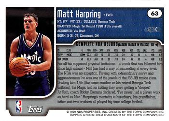 1999-00 Topps #63 Matt Harpring Back