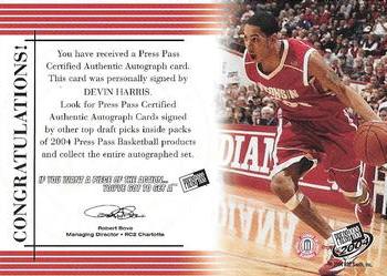 2004 Press Pass - Autographs #NNO Devin Harris Back