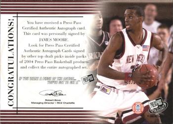 2004 Press Pass - Autographs Gold #21 James Moore Back
