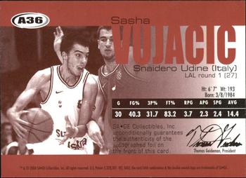 2004 SAGE - Autographs Platinum #A36 Sasha Vujacic Back