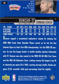 1999-00 Upper Deck #105 Tim Duncan Back