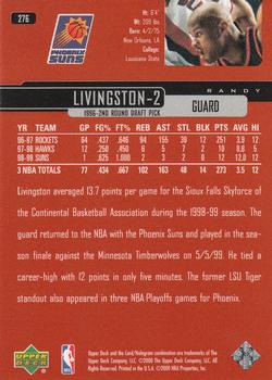 1999-00 Upper Deck #276 Randy Livingston Back