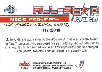 2004 Ultra WNBA - All-Star Review #10 ASR Marie Ferdinand Back