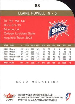 2004 Ultra WNBA - Gold Medallion #88 Elaine Powell Back