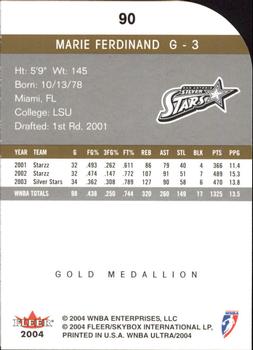 2004 Ultra WNBA - Gold Medallion #90 Marie Ferdinand Back