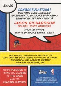 2004-05 Bazooka - Breakaway #BA-JR Jason Richardson Back