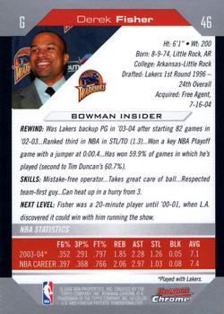 2004-05 Bowman - Chrome #46 Derek Fisher Back
