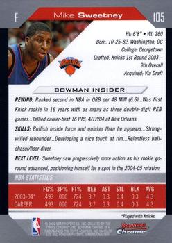 2004-05 Bowman - Chrome #105 Mike Sweetney Back