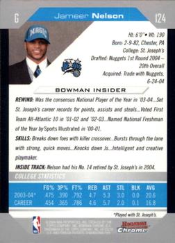 2004-05 Bowman - Chrome #124 Jameer Nelson Back
