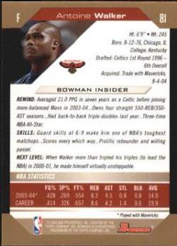 2004-05 Bowman - Gold #81 Antoine Walker Back