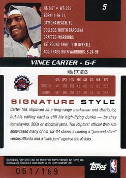 2004-05 Bowman Signature - 169 #5 Vince Carter Back