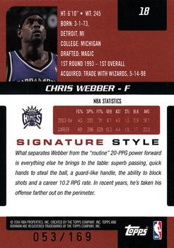 2004-05 Bowman Signature - 169 #18 Chris Webber Back