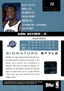 2004-05 Bowman Signature - 169 #73 Kirk Snyder Back
