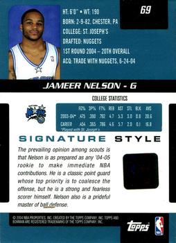2004-05 Bowman Signature - 169 #69 Jameer Nelson Back