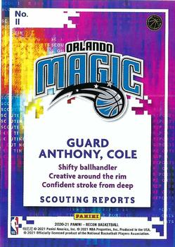 2020-21 Panini Recon - Scouting Reports #11 Cole Anthony Back