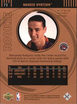 1999-00 Upper Deck Ovation #72 Aleksandar Radojevic Back