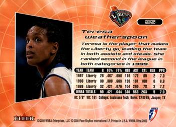 2000 Ultra WNBA #95 Teresa Weatherspoon Back