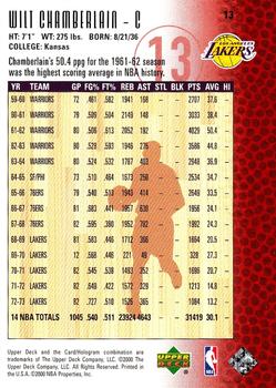 1999-00 Upper Deck Legends #13 Wilt Chamberlain Back