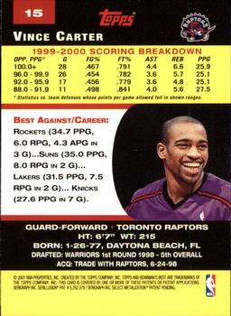 2000-01 Bowman's Best #15 Vince Carter Back