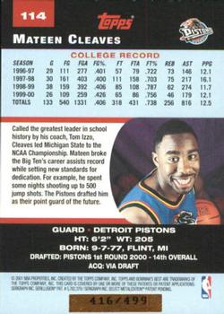 2000-01 Bowman's Best #114 Mateen Cleaves Back