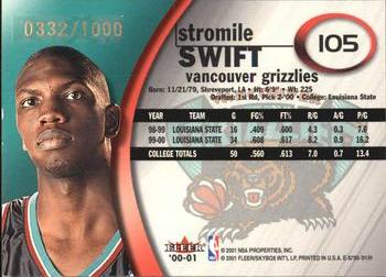 2000-01 E-X #105 Stromile Swift Back