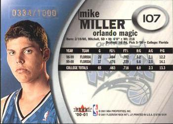 2000-01 E-X #107 Mike Miller Back