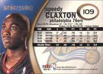2000-01 E-X #109 Speedy Claxton Back