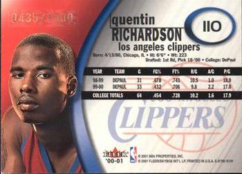 2000-01 E-X #110 Quentin Richardson Back
