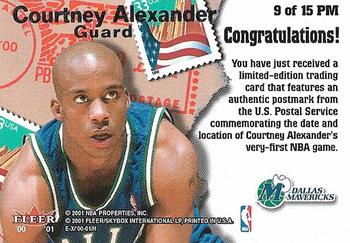 2000-01 E-X - NBA Debut Postmarks #9 PM Courtney Alexander Back