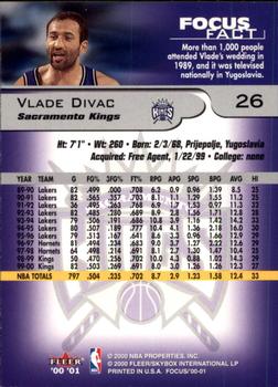 2000-01 Fleer Focus #26 Vlade Divac Back