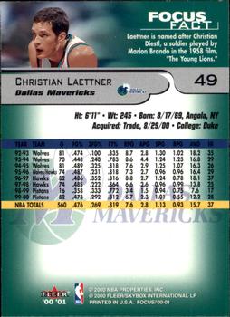 2000-01 Fleer Focus #49 Christian Laettner Back