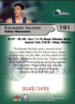 2000-01 Fleer Focus #191 Eduardo Najera Back