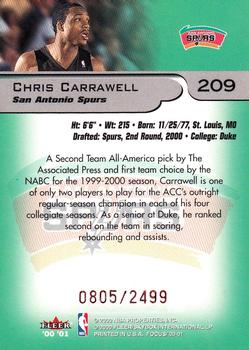 2000-01 Fleer Focus #209 Chris Carrawell Back