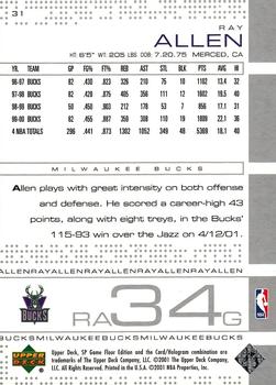 2000-01 SP Game Floor #31 Ray Allen Back