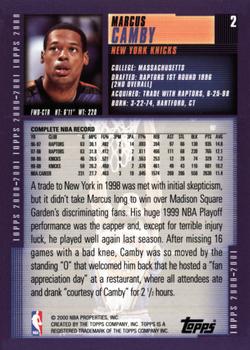 2000-01 Topps #2 Marcus Camby Back
