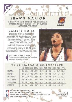 2000-01 Topps Gallery #4 Shawn Marion Back