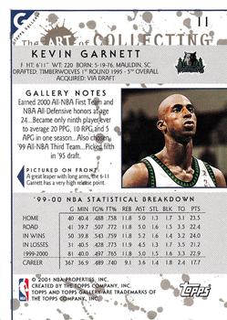 2000-01 Topps Gallery #11 Kevin Garnett Back