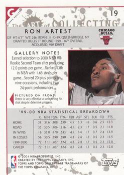 2000-01 Topps Gallery #19 Ron Artest Back