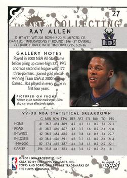 2000-01 Topps Gallery #27 Ray Allen Back