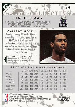 2000-01 Topps Gallery #59 Tim Thomas Back
