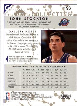 2000-01 Topps Gallery #93 John Stockton Back