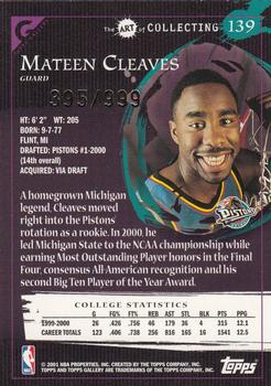 2000-01 Topps Gallery #139 Mateen Cleaves Back