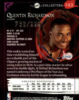 2000-01 Topps Gallery #143 Quentin Richardson Back