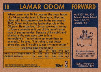 2000-01 Topps Heritage #16 Lamar Odom Back