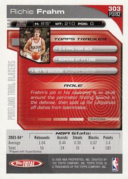 2004-05 Topps Total - Silver #303 Richie Frahm Back